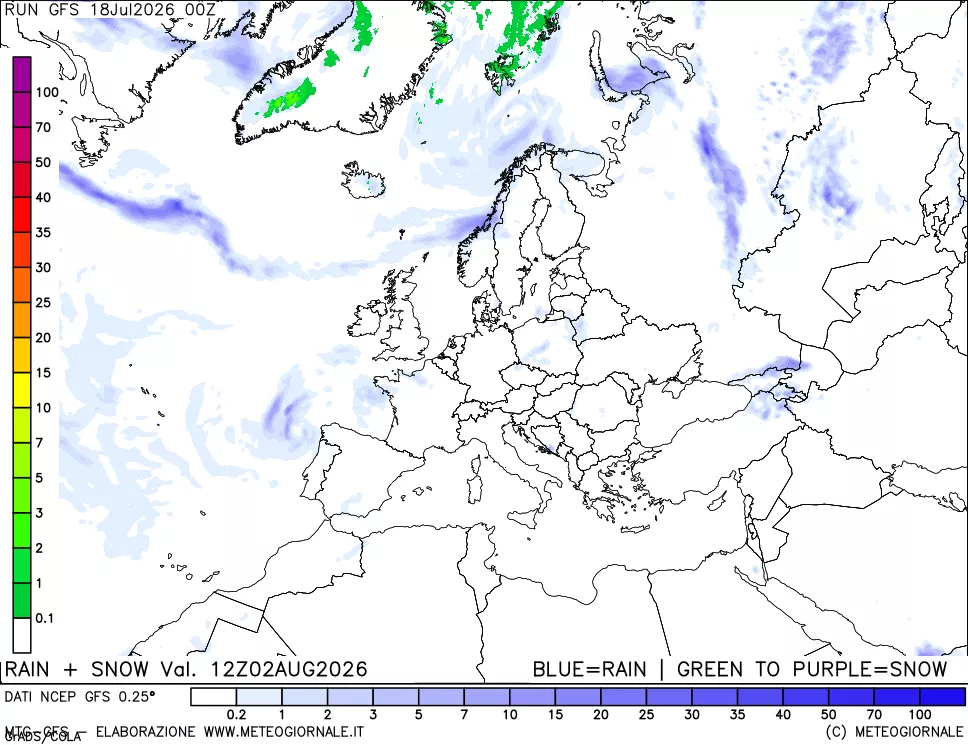 mappa Precipitazioni totali e nevose