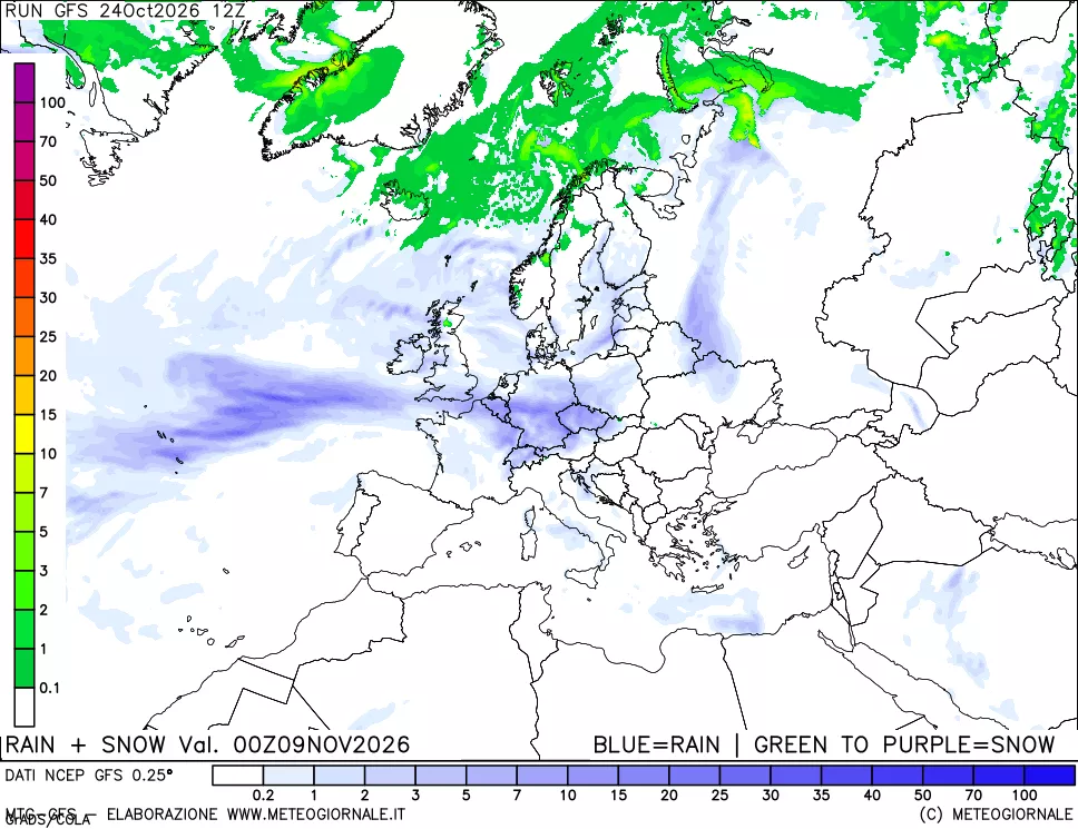 mappa Precipitazioni totali e nevose