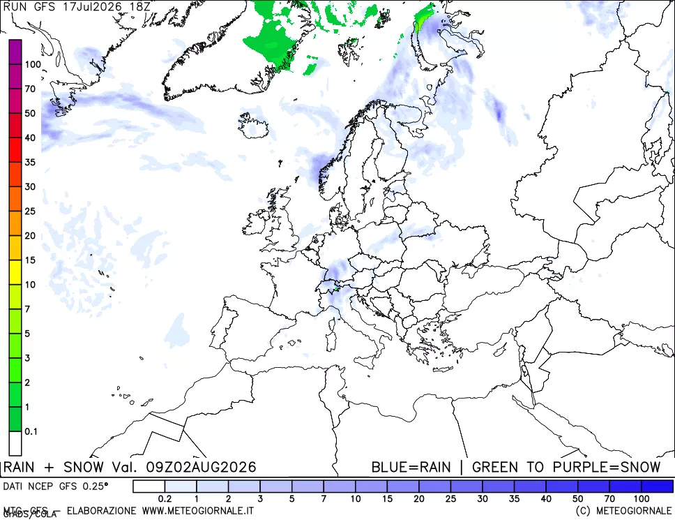 mappa Precipitazioni totali e nevose