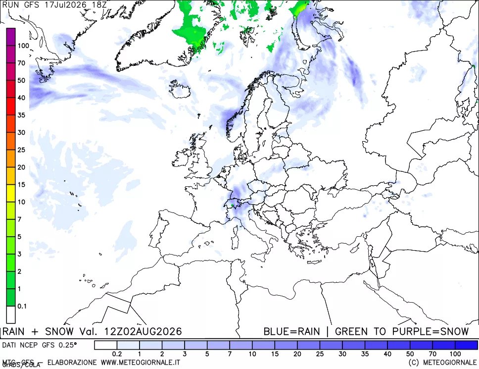 mappa Precipitazioni totali e nevose