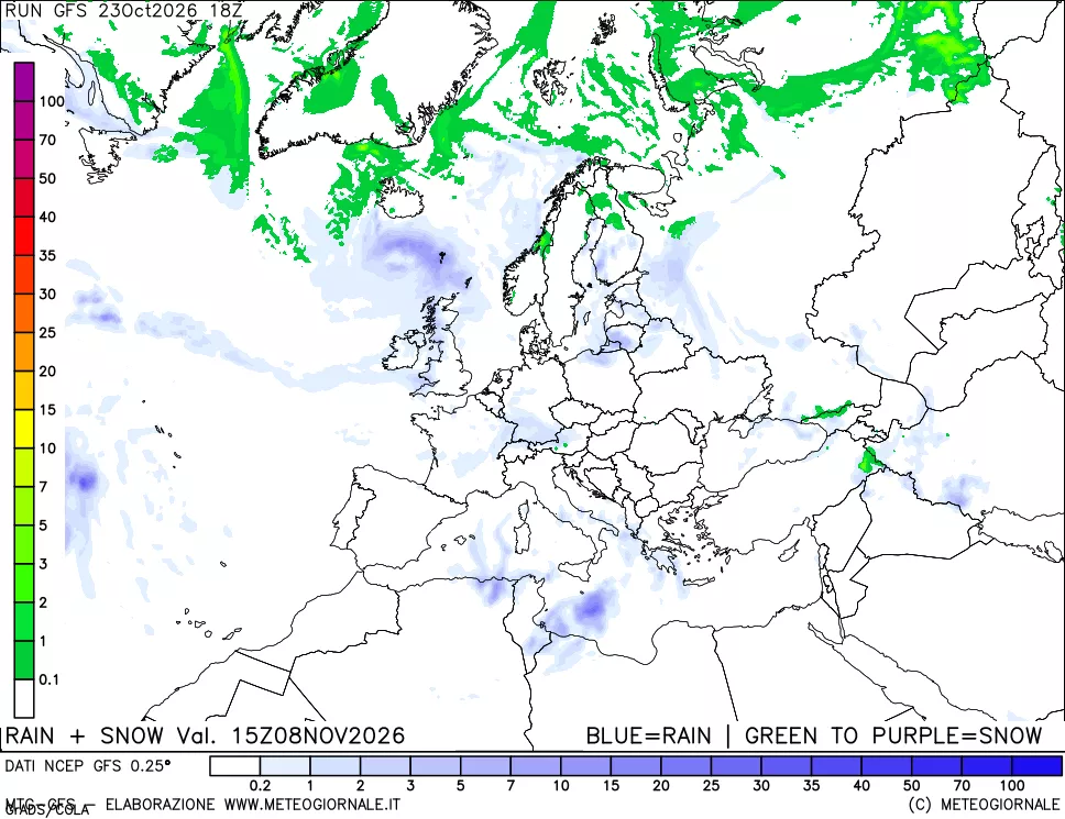 mappa Precipitazioni totali e nevose