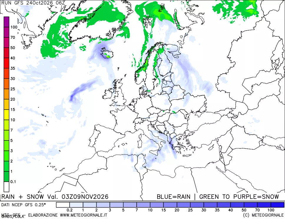 mappa Precipitazioni totali e nevose