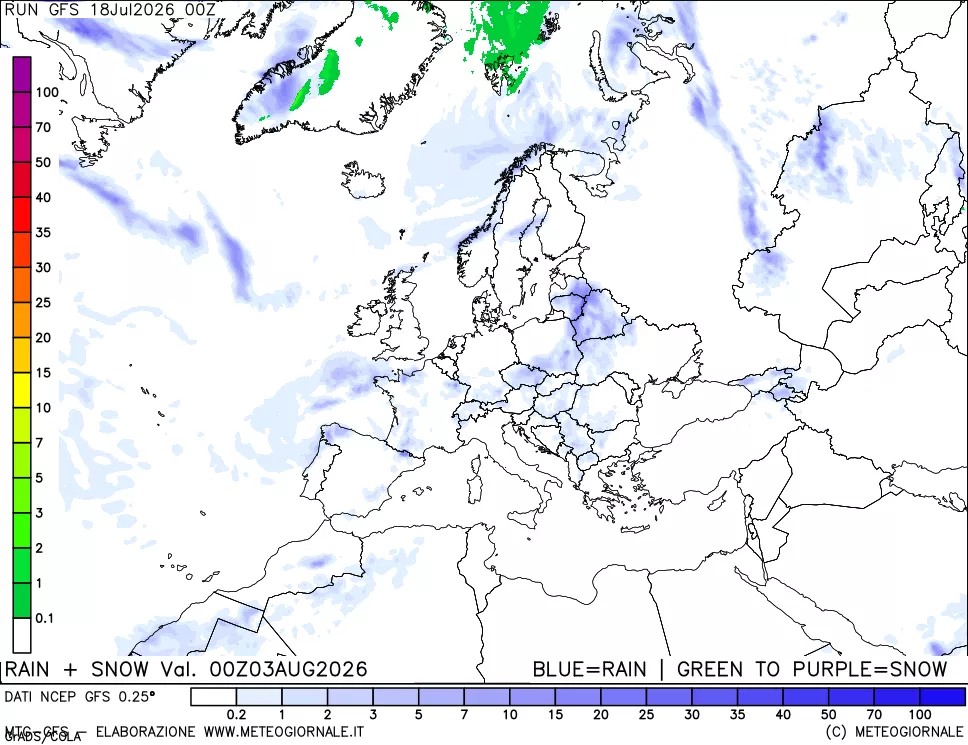 mappa Precipitazioni totali e nevose