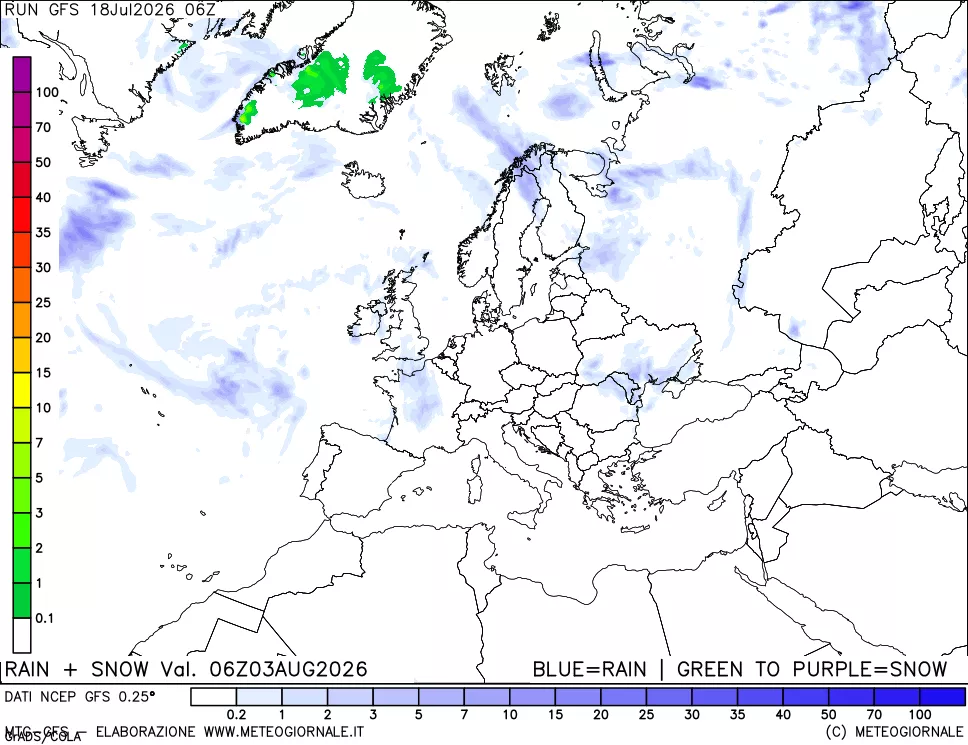mappa Precipitazioni totali e nevose