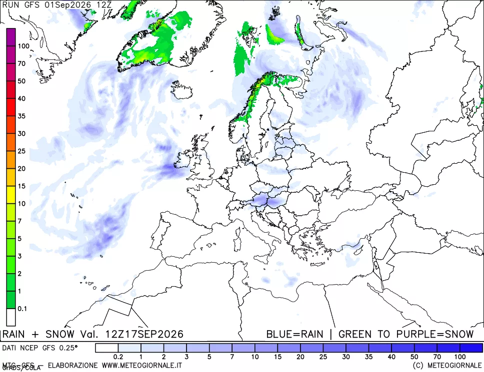 mappa Precipitazioni totali e nevose