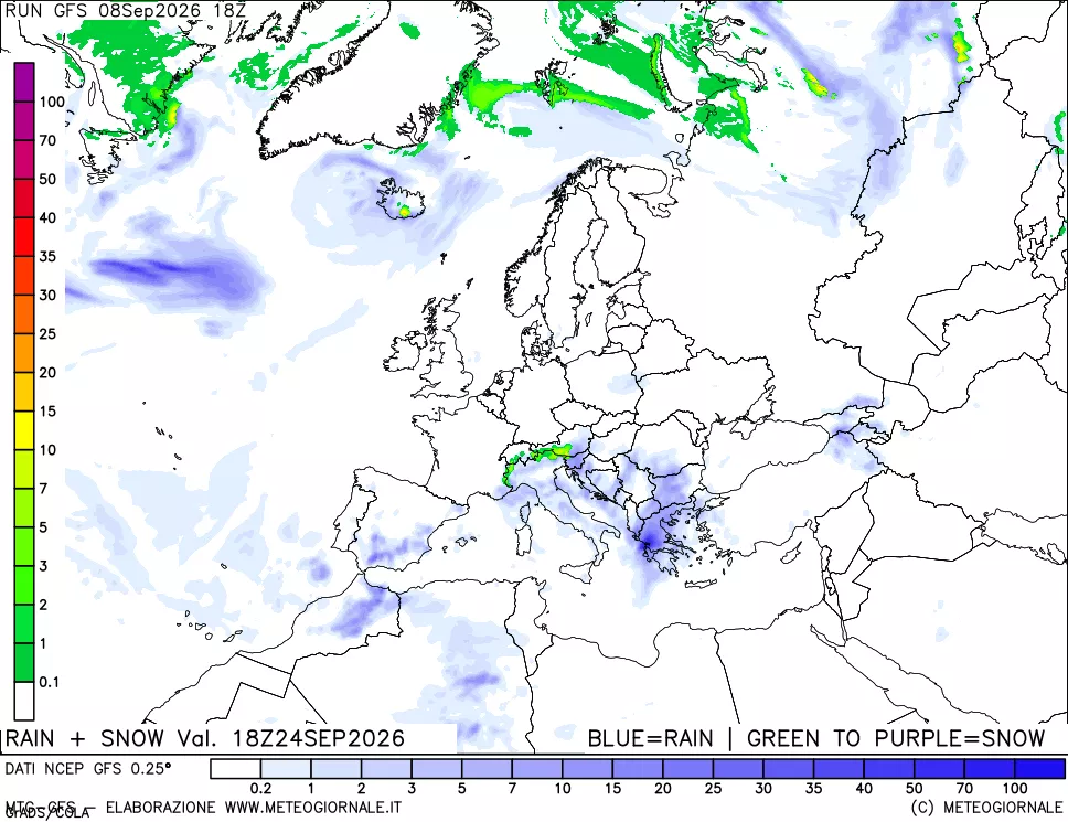 mappa Precipitazioni totali e nevose