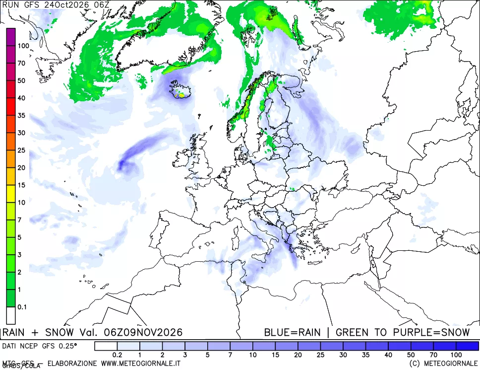 mappa Precipitazioni totali e nevose