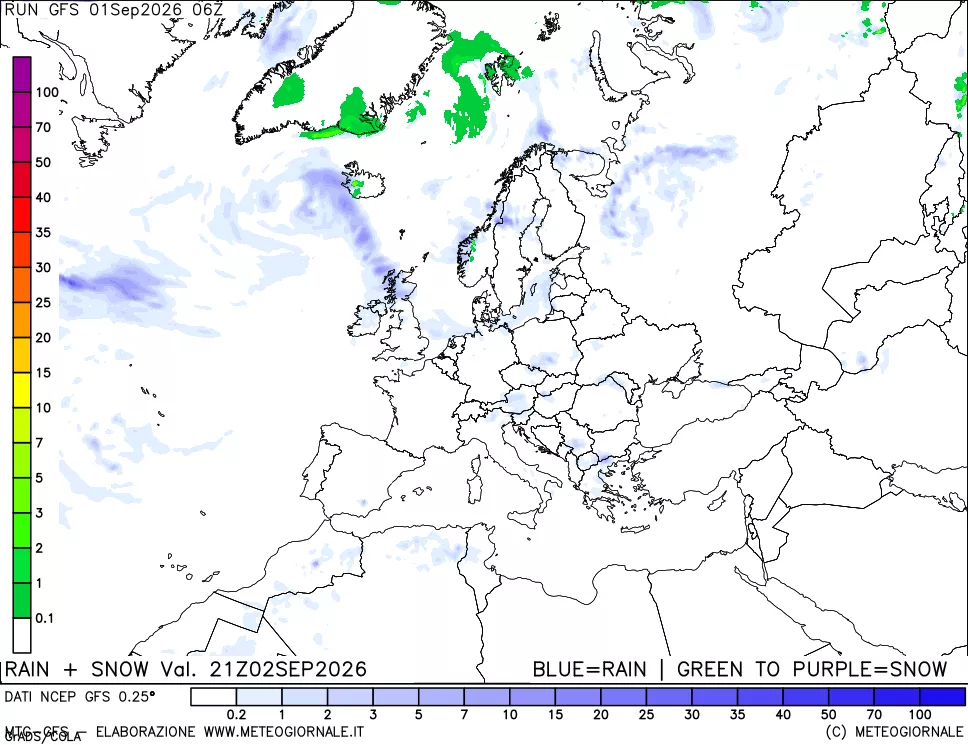mappa Precipitazioni totali e nevose