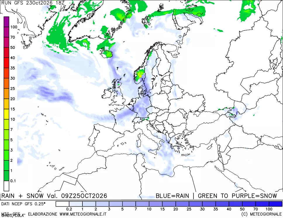 mappa Precipitazioni totali e nevose