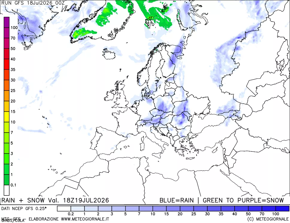 mappa Precipitazioni totali e nevose