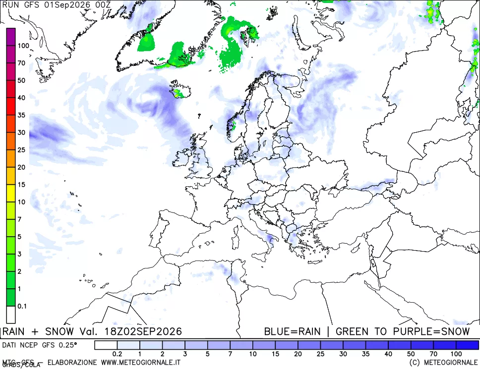 mappa Precipitazioni totali e nevose