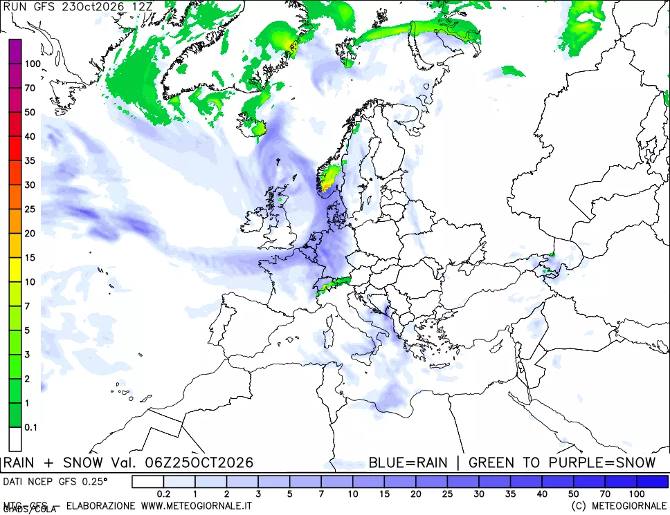 mappa Precipitazioni totali e nevose