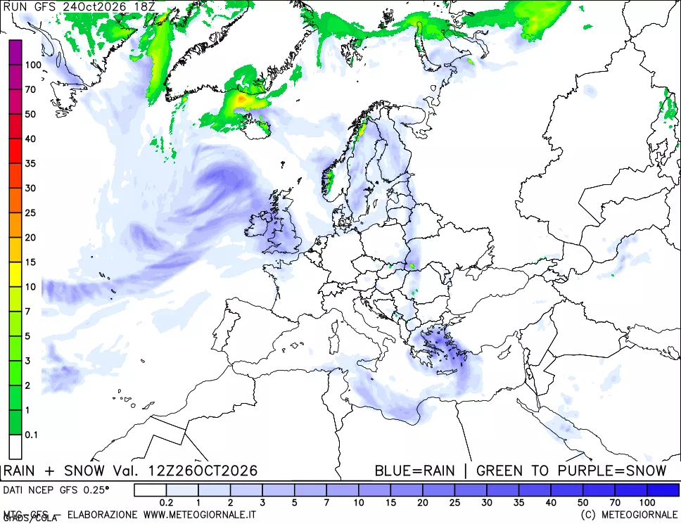 mappa Precipitazioni totali e nevose