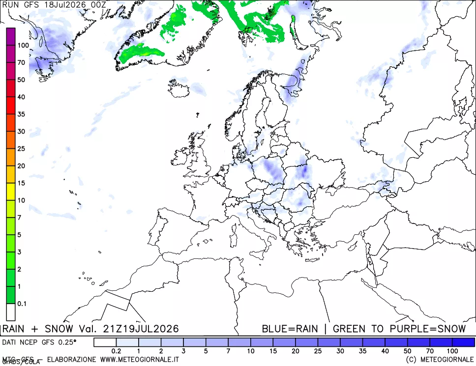 mappa Precipitazioni totali e nevose
