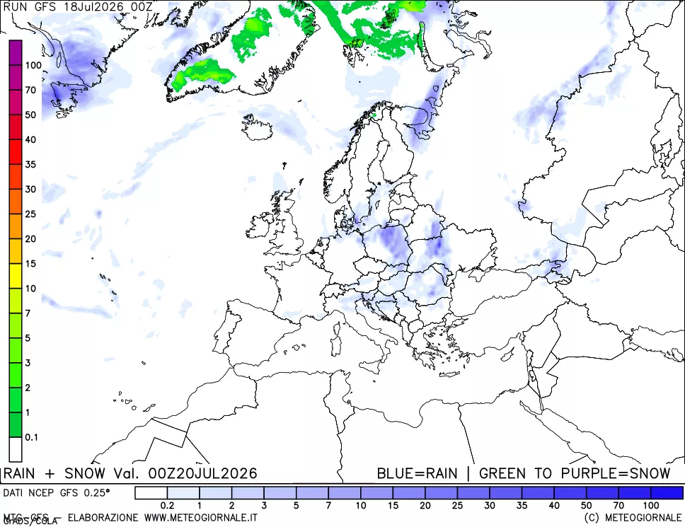 mappa Precipitazioni totali e nevose