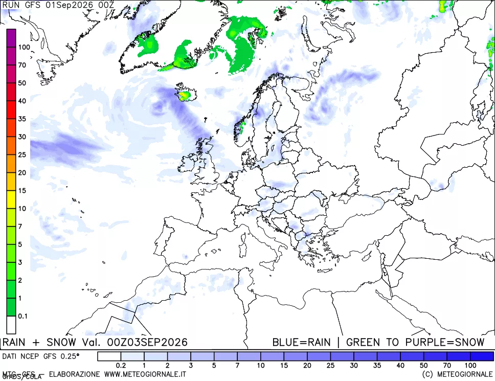 mappa Precipitazioni totali e nevose