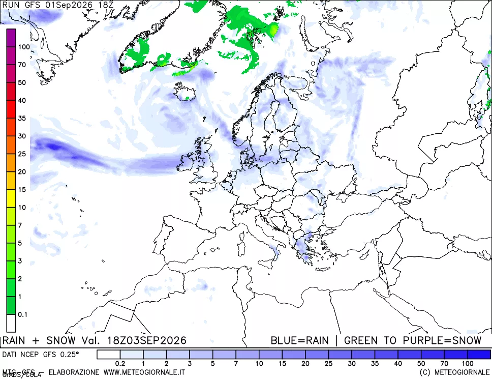 mappa Precipitazioni totali e nevose