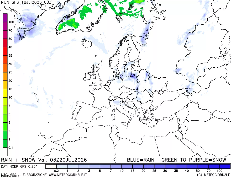 mappa Precipitazioni totali e nevose