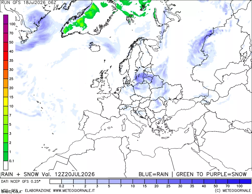 mappa Precipitazioni totali e nevose