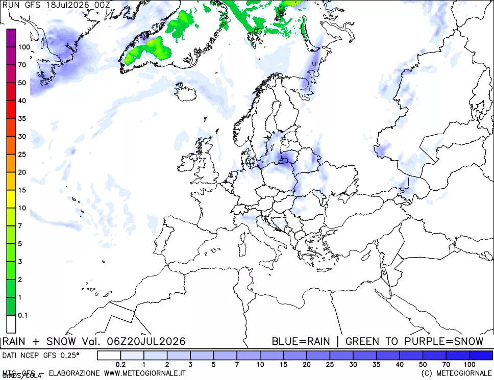 mappa Precipitazioni totali e nevose