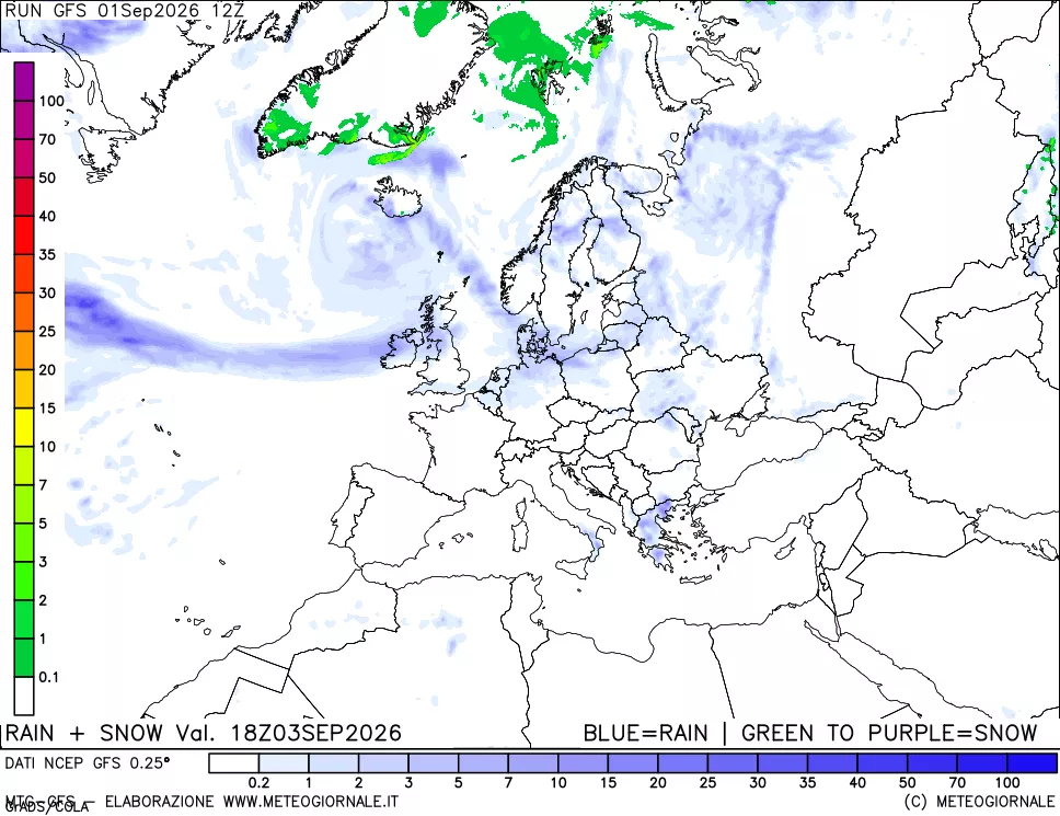 mappa Precipitazioni totali e nevose