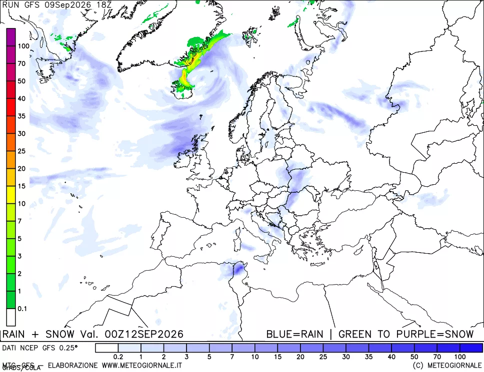 mappa Precipitazioni totali e nevose