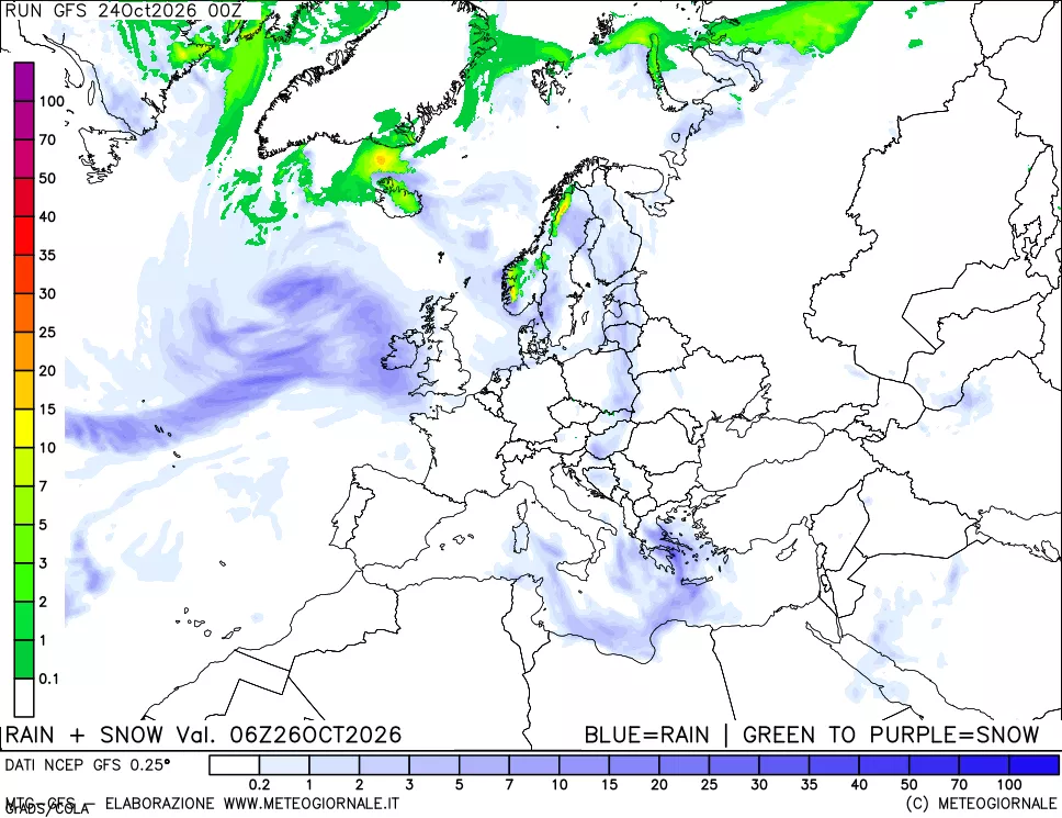mappa Precipitazioni totali e nevose