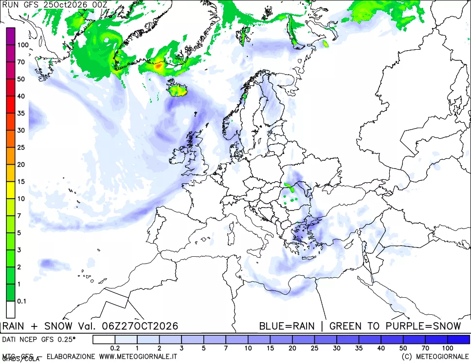 mappa Precipitazioni totali e nevose