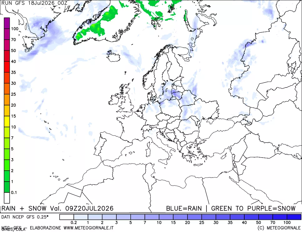 mappa Precipitazioni totali e nevose