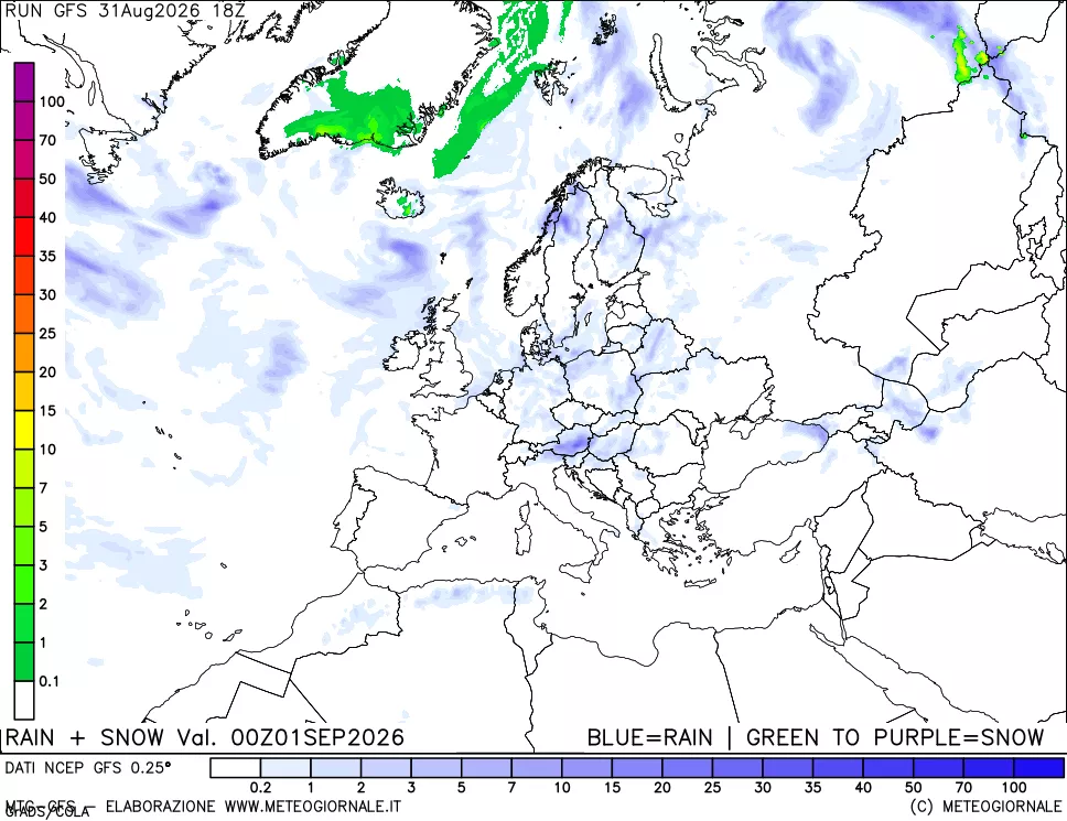 mappa Precipitazioni totali e nevose