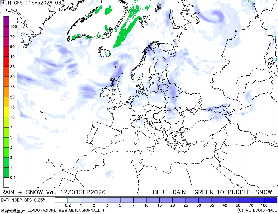 mappa Precipitazioni totali e nevose
