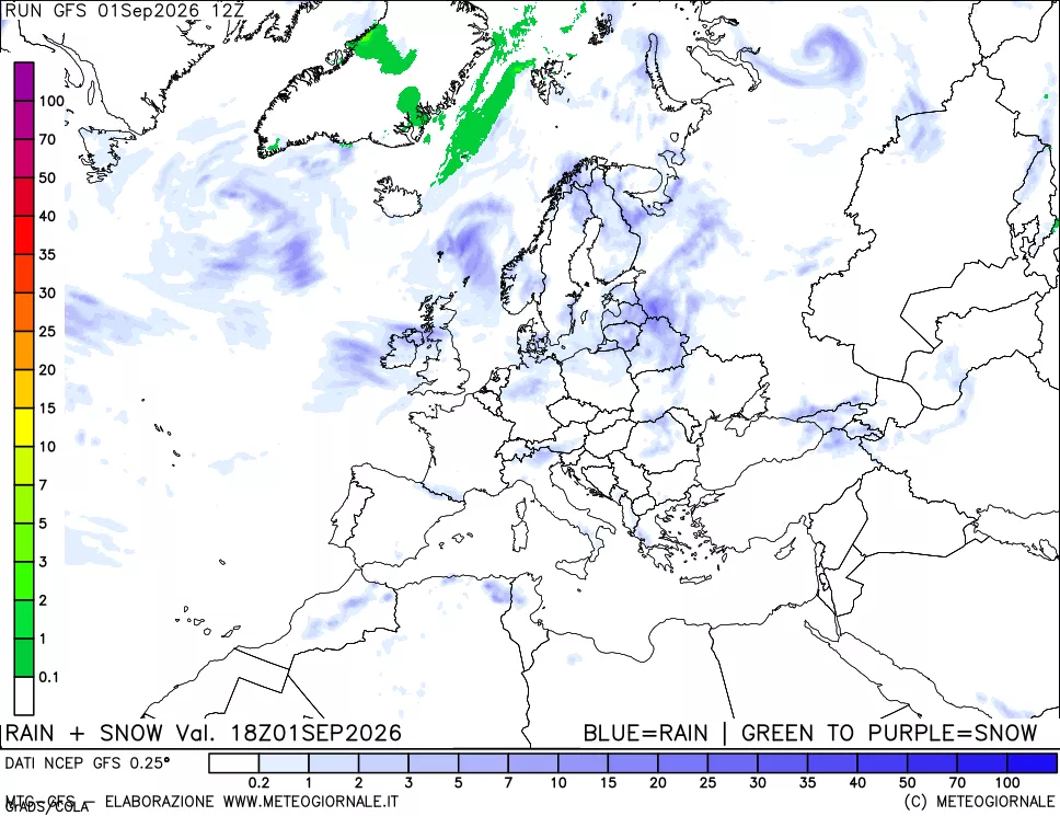 mappa Precipitazioni totali e nevose
