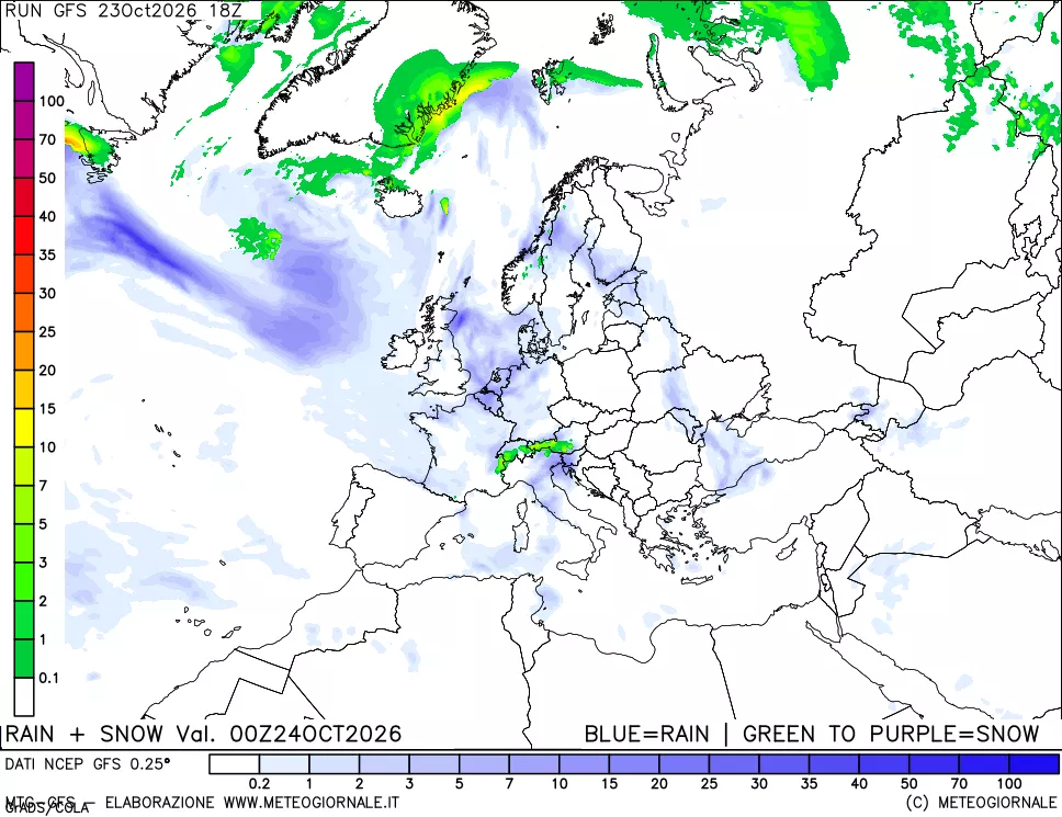 mappa Precipitazioni totali e nevose