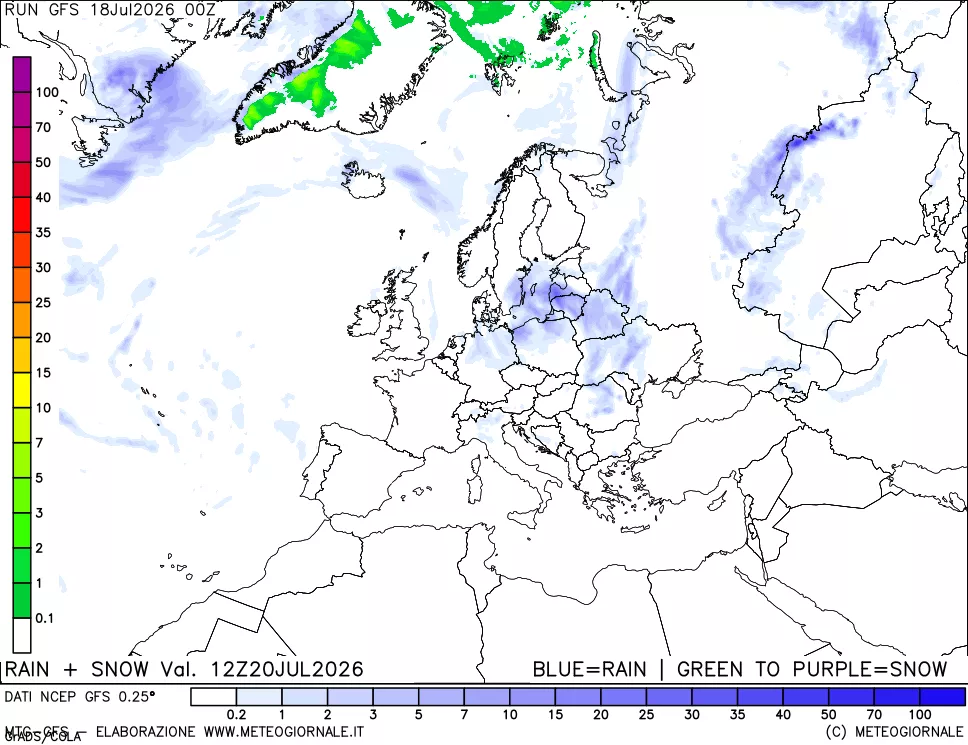 mappa Precipitazioni totali e nevose
