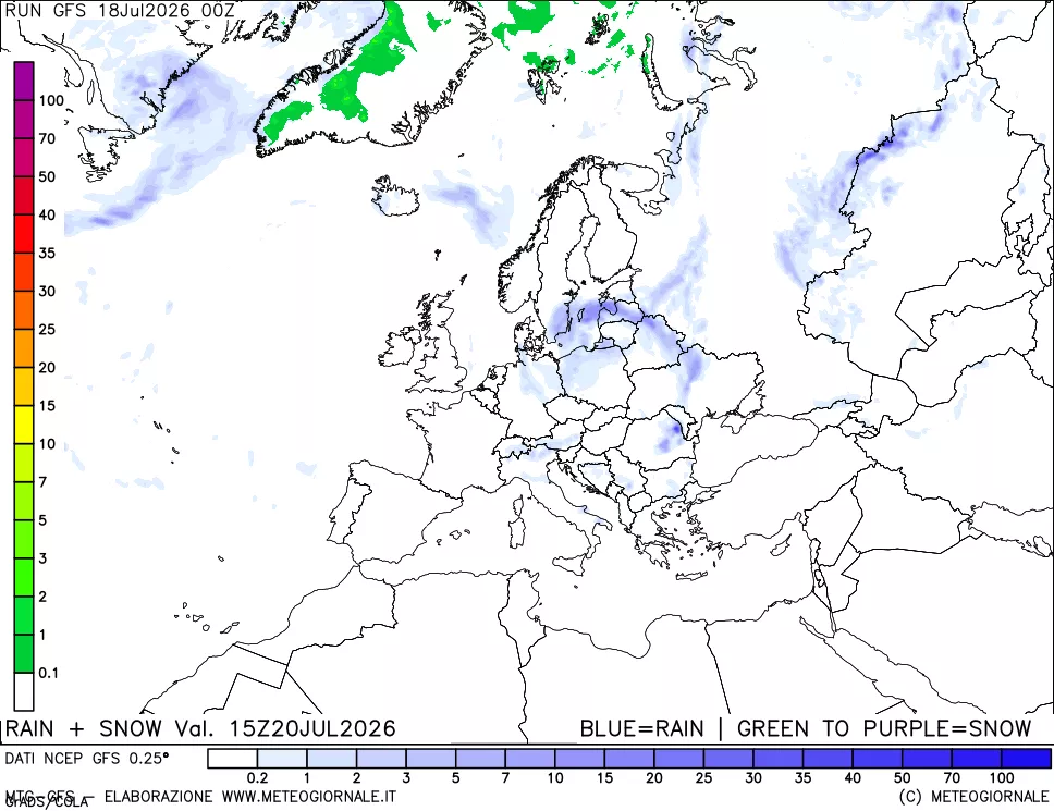 mappa Precipitazioni totali e nevose
