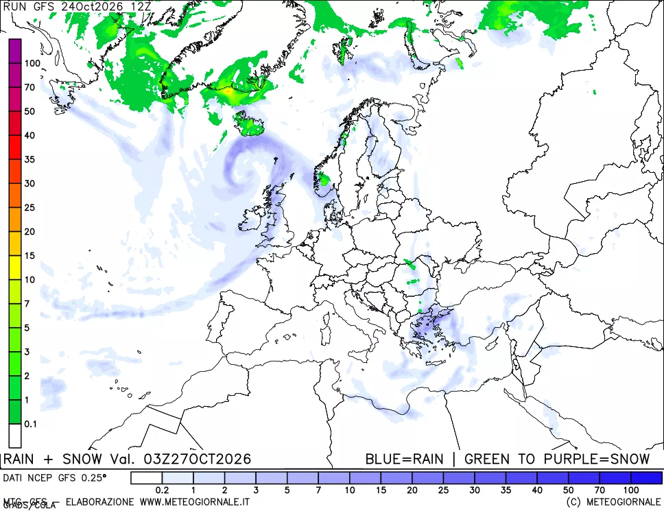 mappa Precipitazioni totali e nevose