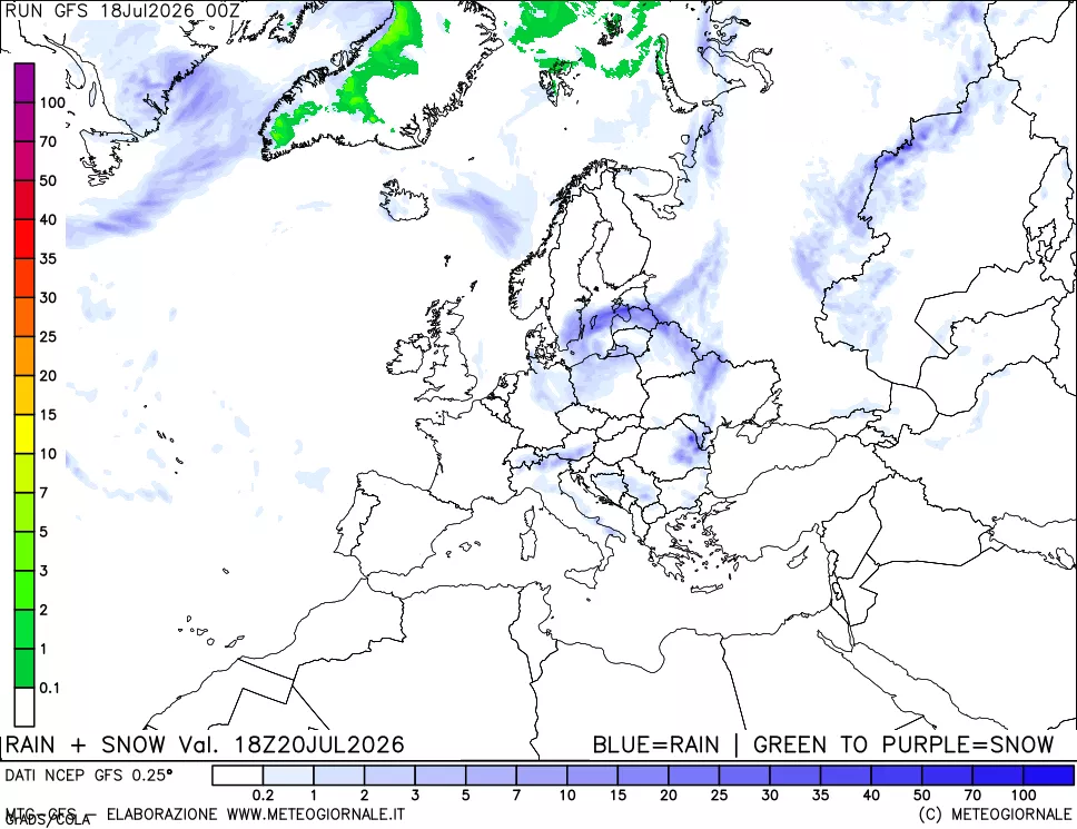 mappa Precipitazioni totali e nevose