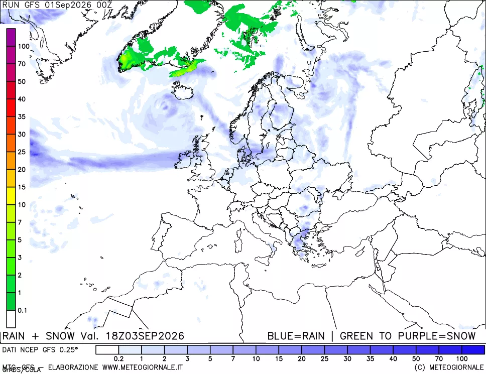 mappa Precipitazioni totali e nevose