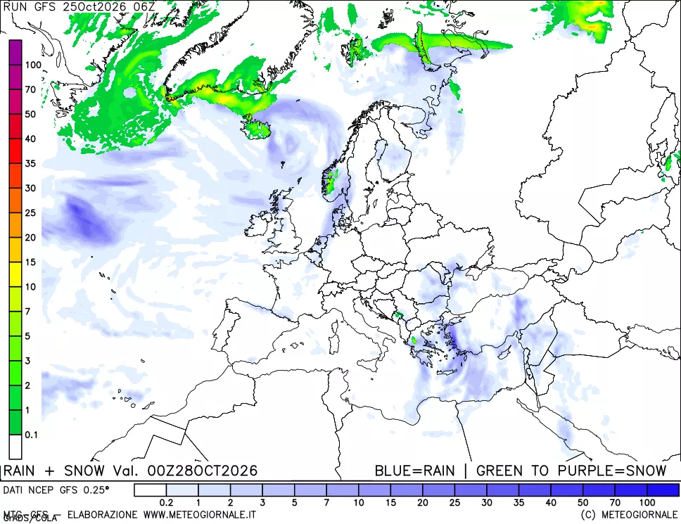 mappa Precipitazioni totali e nevose