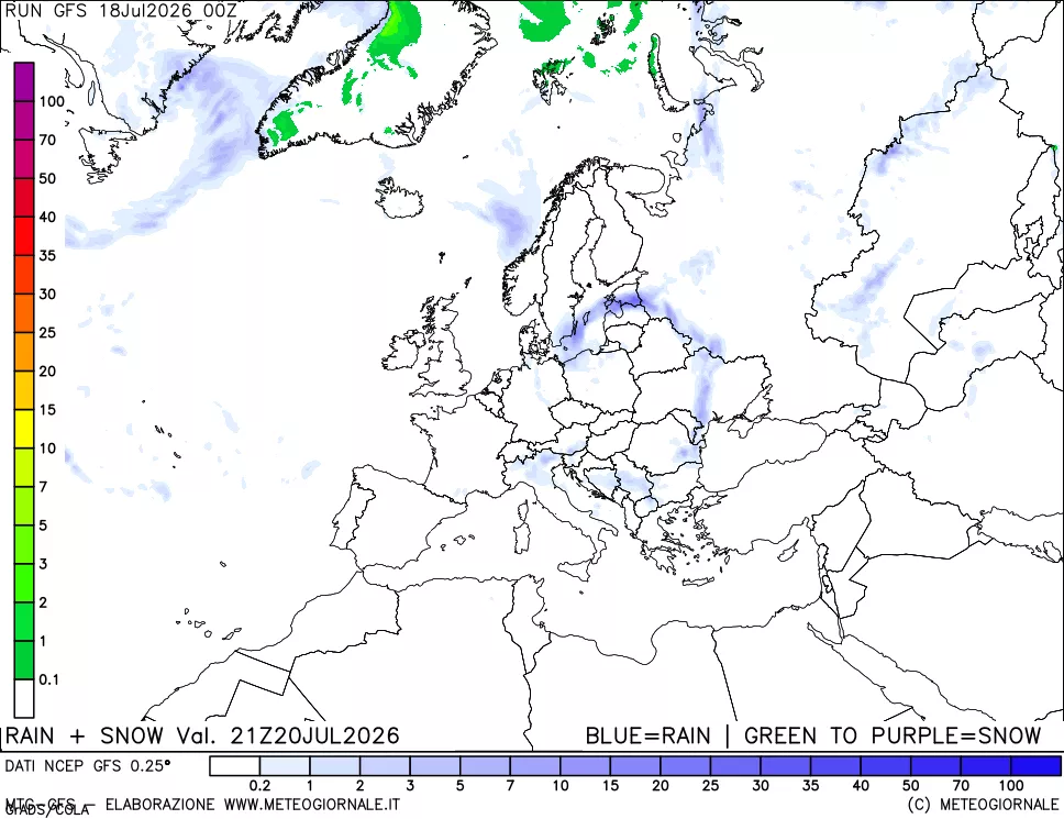 mappa Precipitazioni totali e nevose