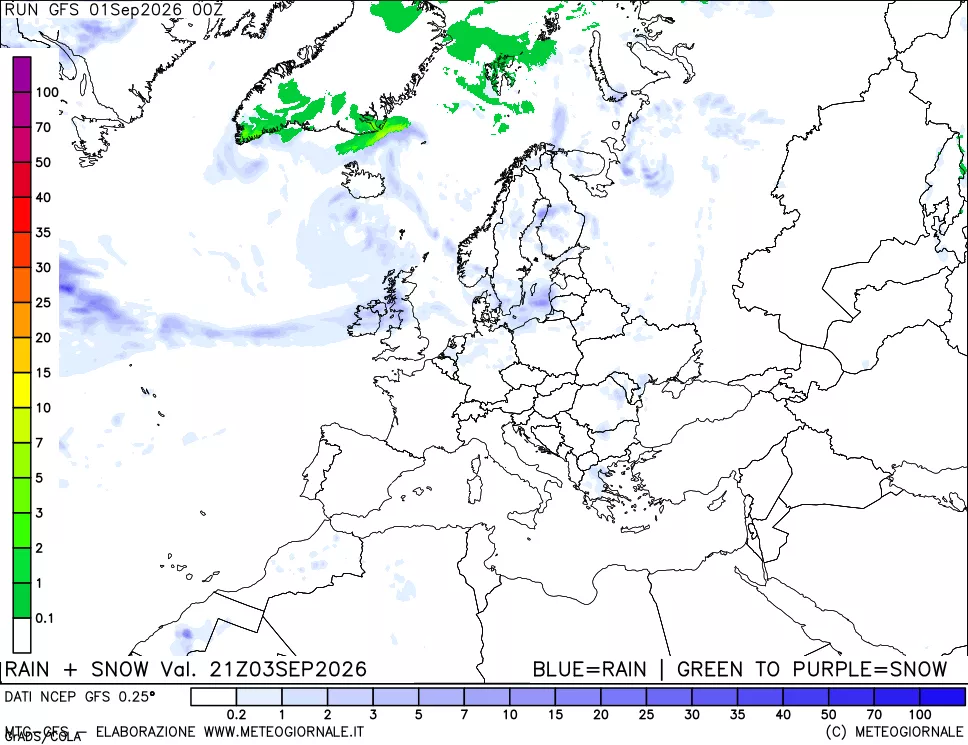 mappa Precipitazioni totali e nevose