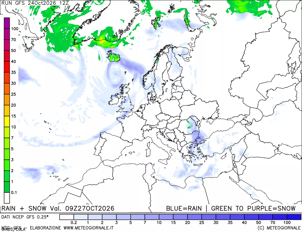 mappa Precipitazioni totali e nevose