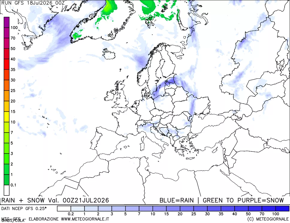 mappa Precipitazioni totali e nevose