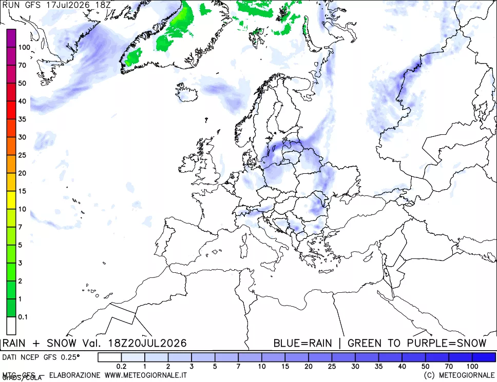 mappa Precipitazioni totali e nevose