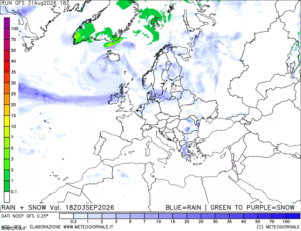mappa Precipitazioni totali e nevose