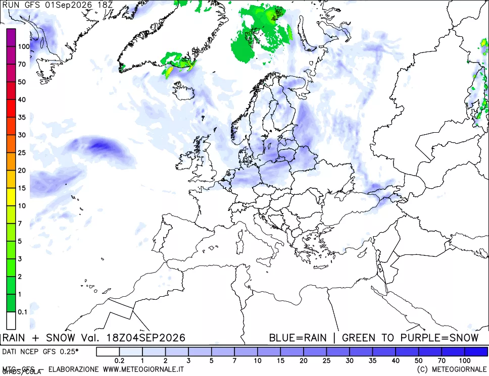 mappa Precipitazioni totali e nevose