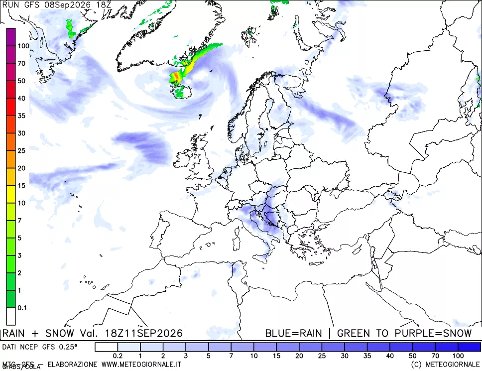 mappa Precipitazioni totali e nevose
