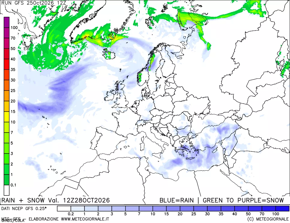 mappa Precipitazioni totali e nevose