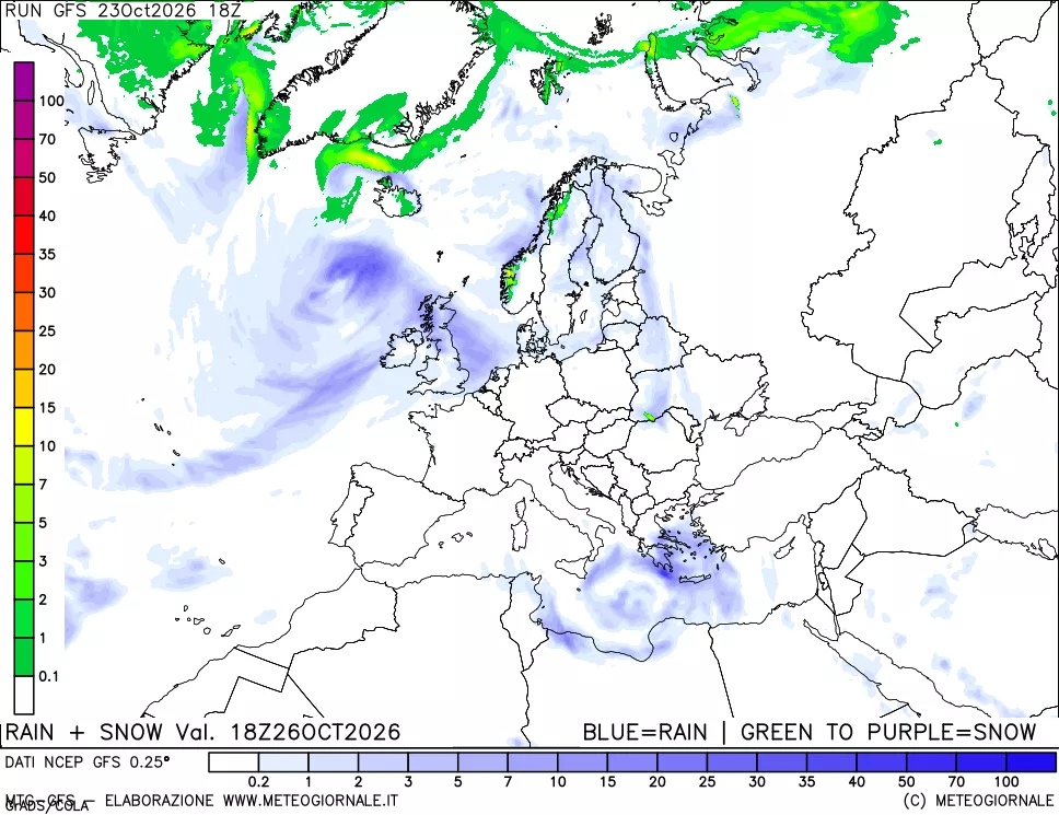 mappa Precipitazioni totali e nevose