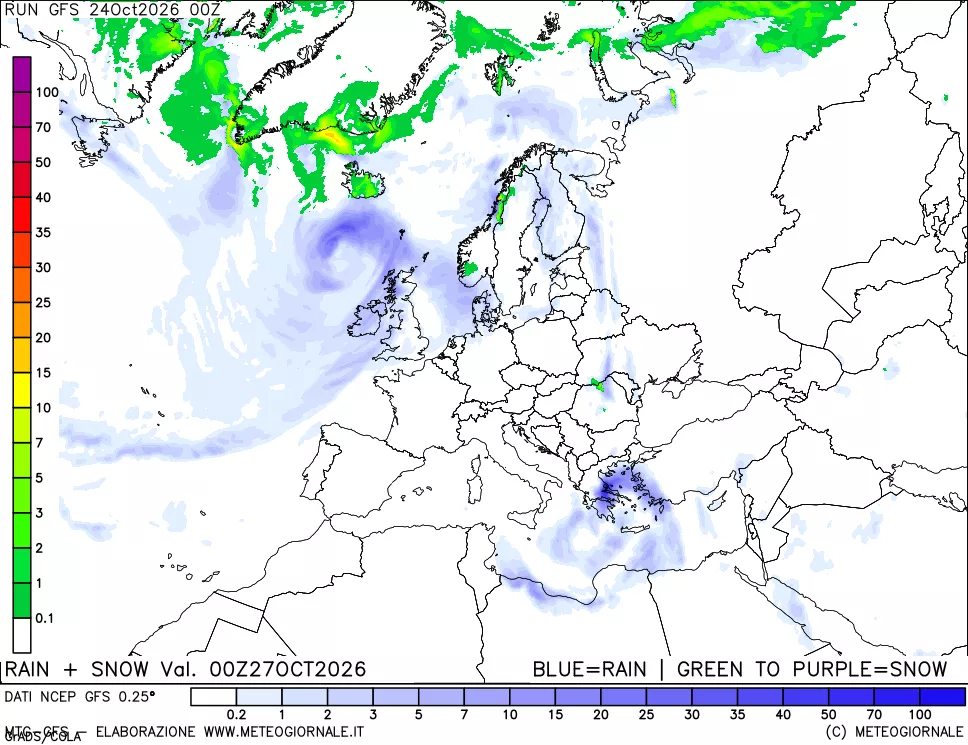 mappa Precipitazioni totali e nevose